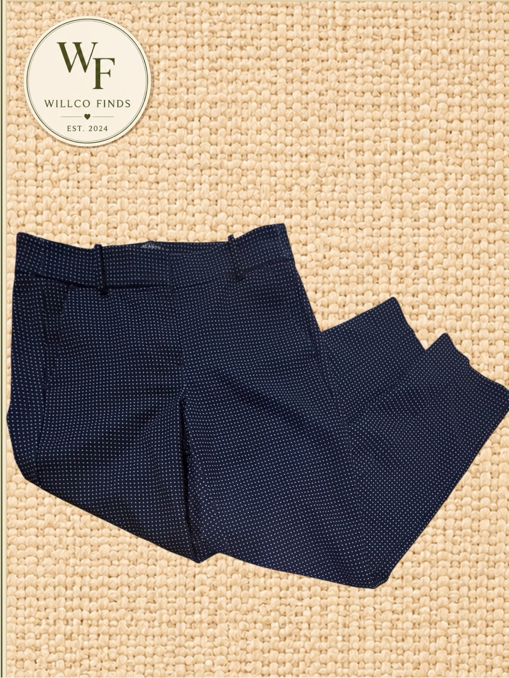 J.Crew Mercantile Women’s Size 4 Navy Polka Dot Stretch Ankle Pants Slim Fit